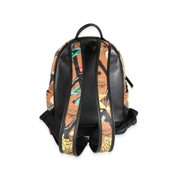 MCM Cognac Visetos & Rombi Lion Motif Small Stark Backpack - Picture 3 of 7
